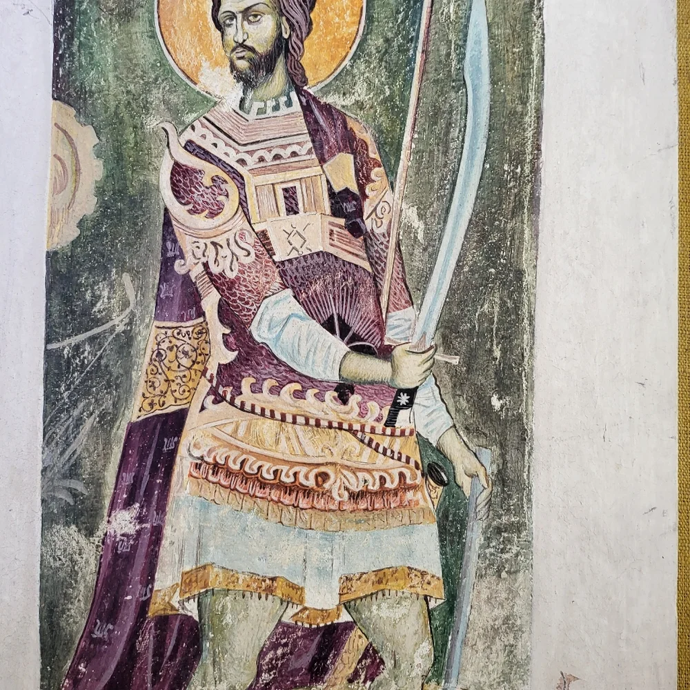 Vintage Russian School Warrior Icon Krstic Dragan Academic Painting Belgrade